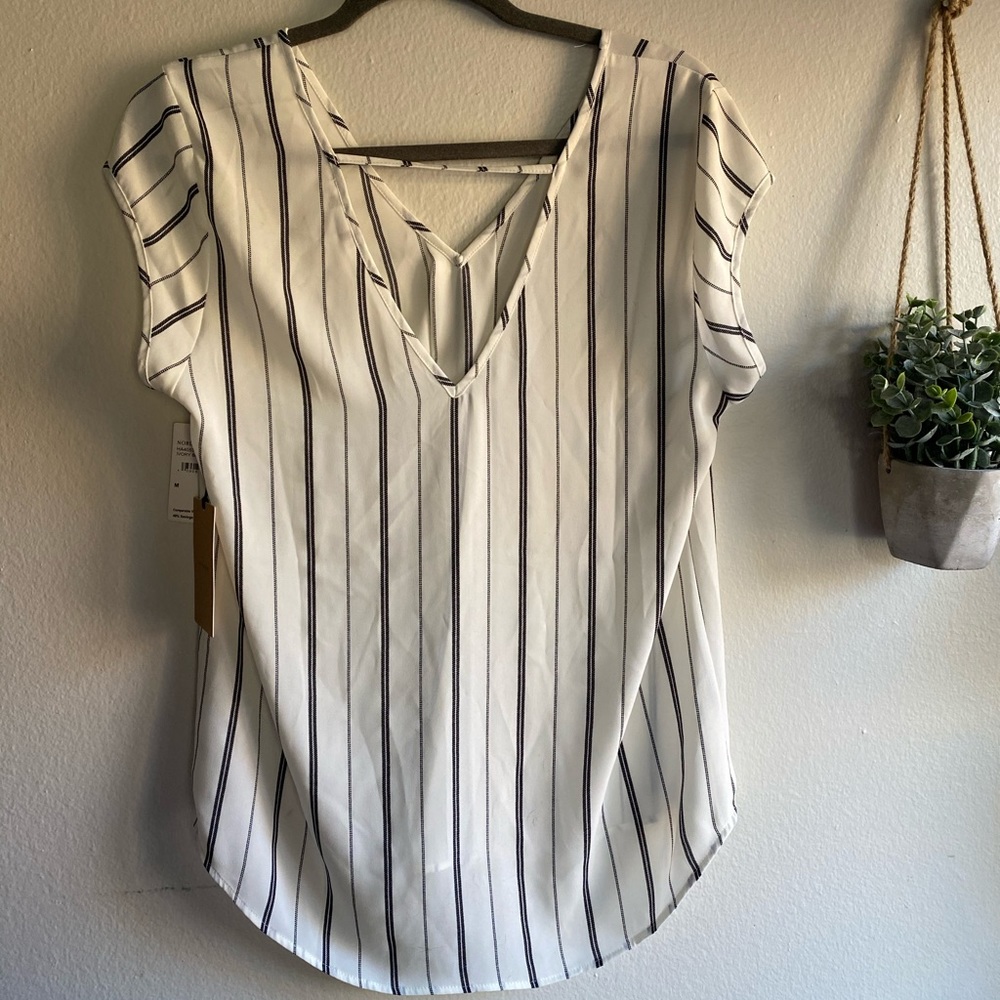 Nordstrom Rack White and Black Striped Blouse
